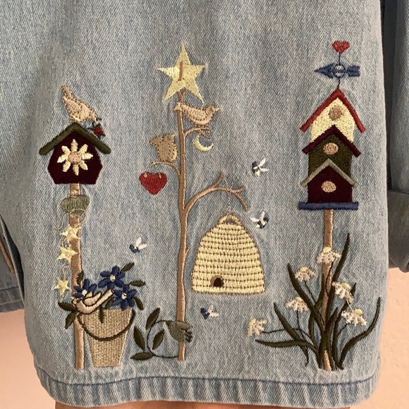 Christopher & Banks Denim Embroidered Button up - Picture 6 of 13